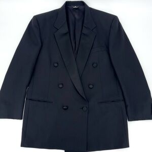 Barney Virgin Wool Double Breasted Tuxedo Suit Jacket